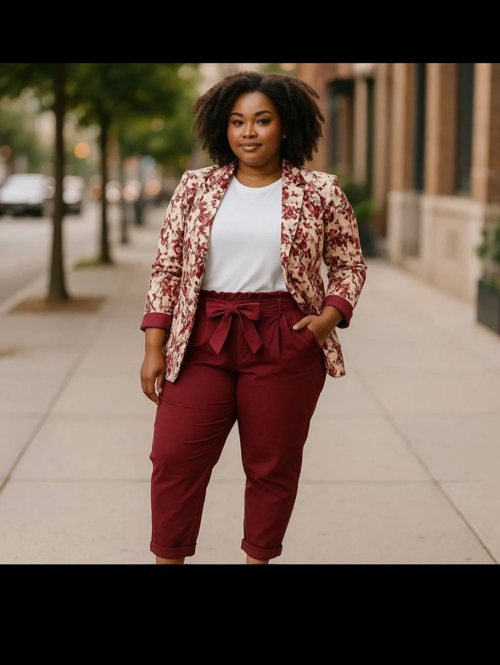 Blazer fleuri bordeaux