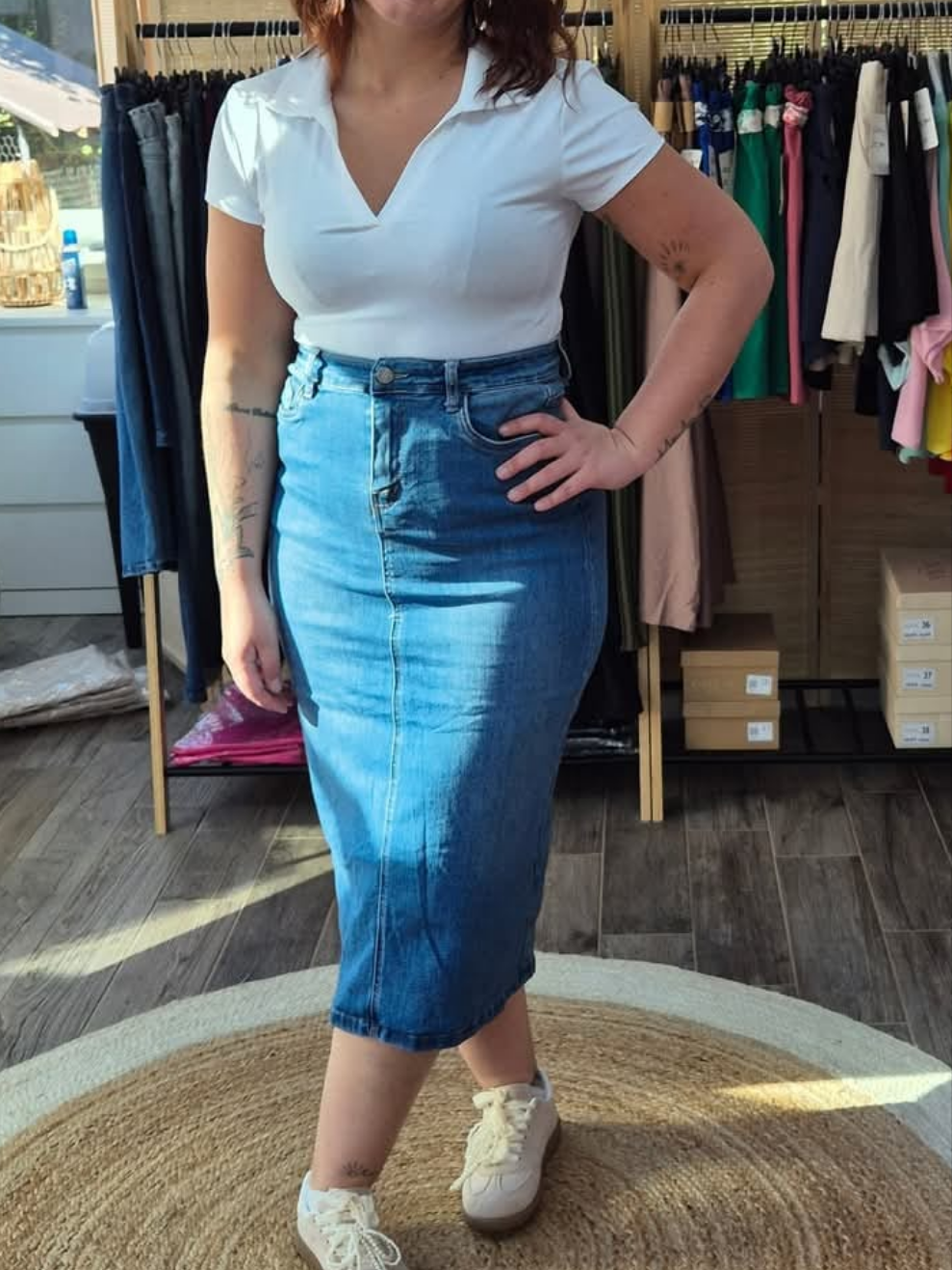 Jupe en jean Fanny longue