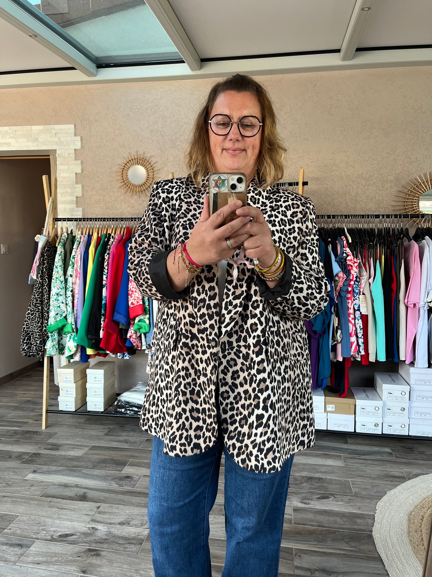 Veste blazer léopard oversize