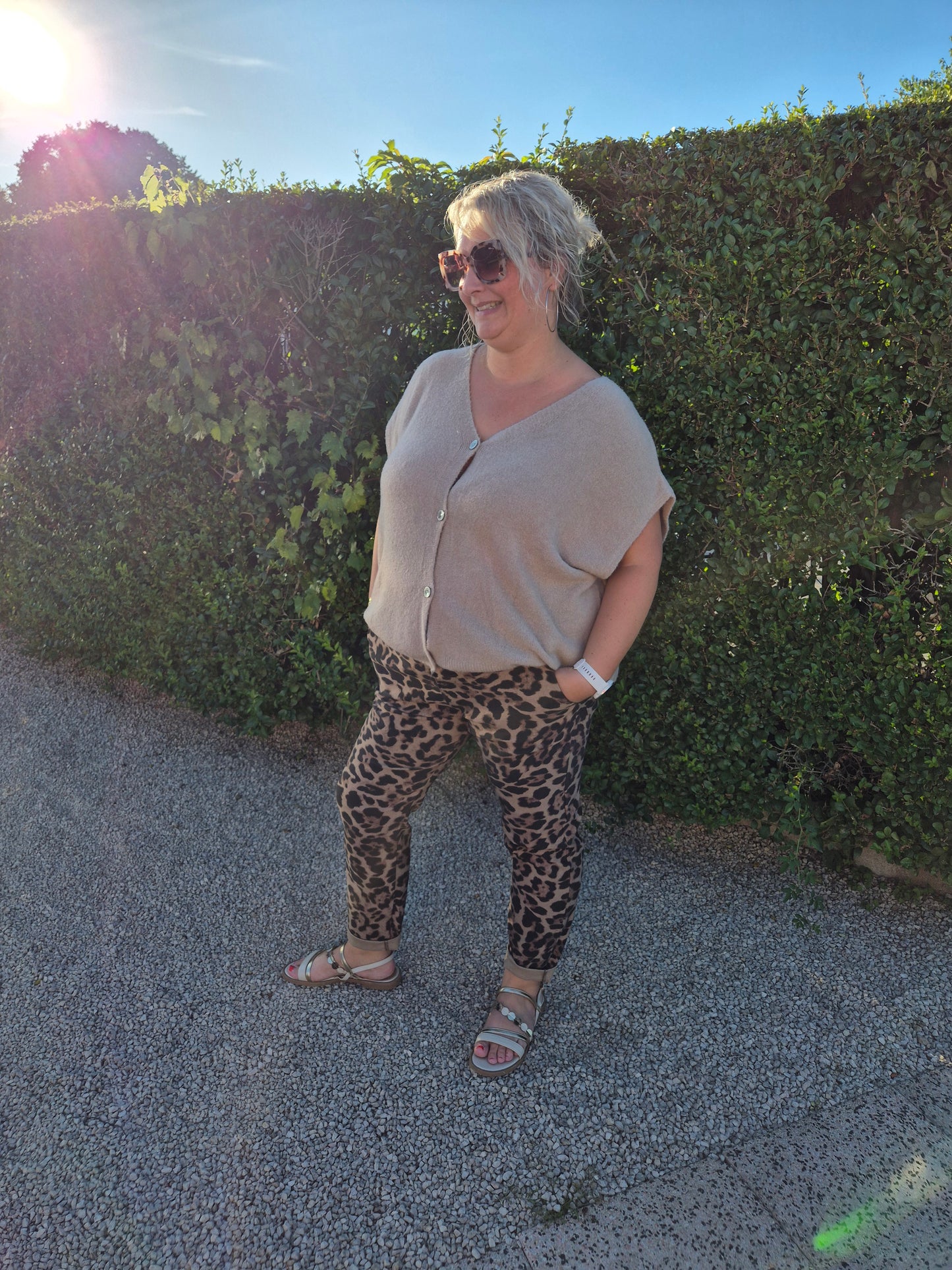 Pantalon stretch leopard