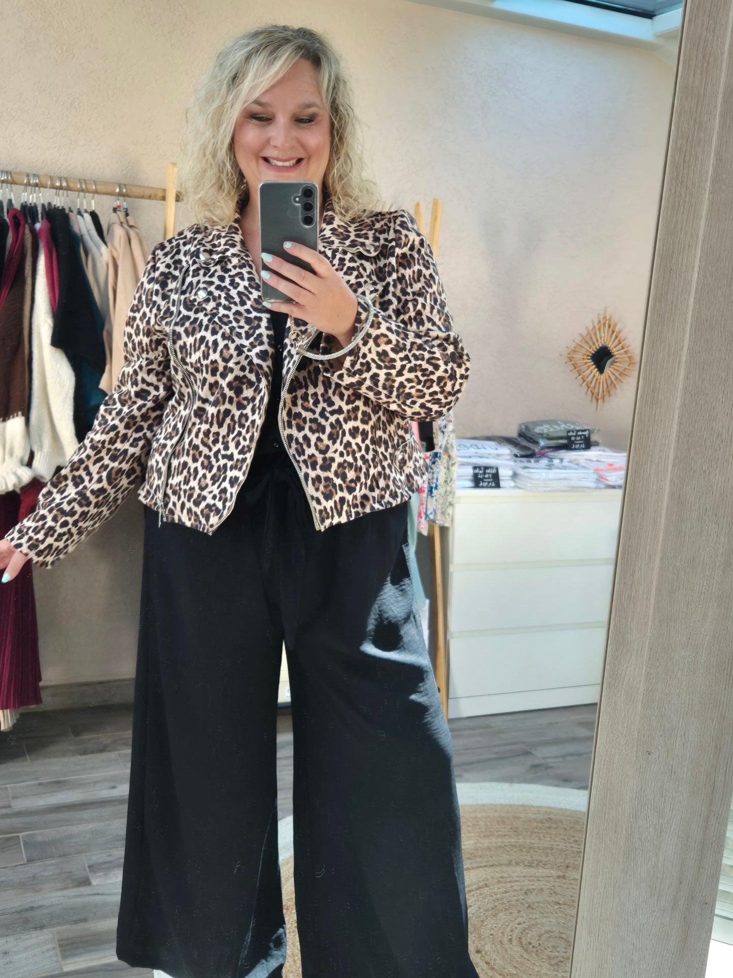 Veste suédine leopard