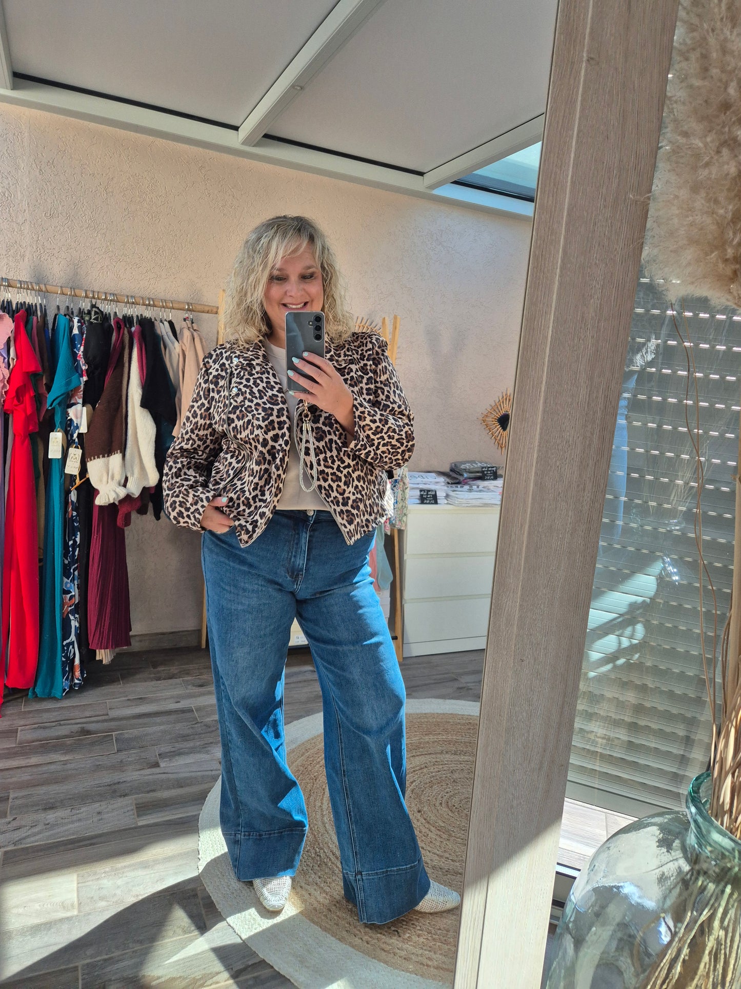 Veste suédine leopard