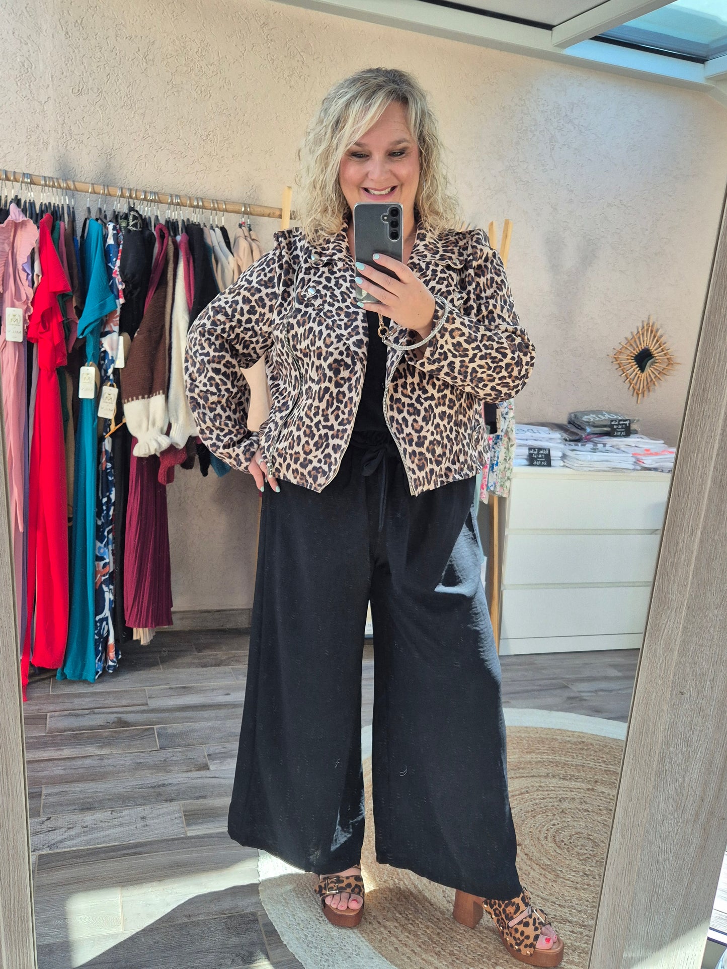 Veste suédine leopard