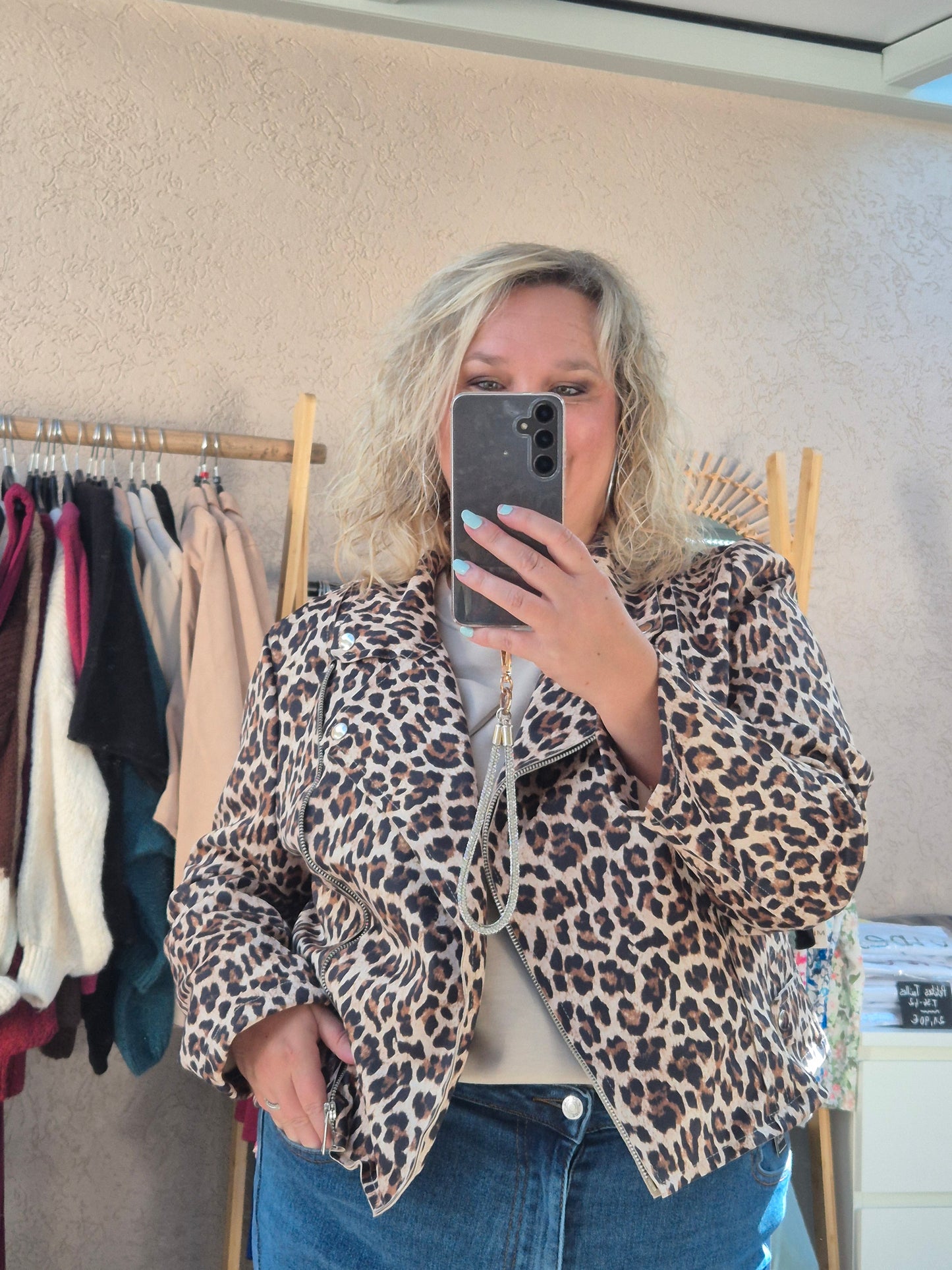 Veste suédine leopard
