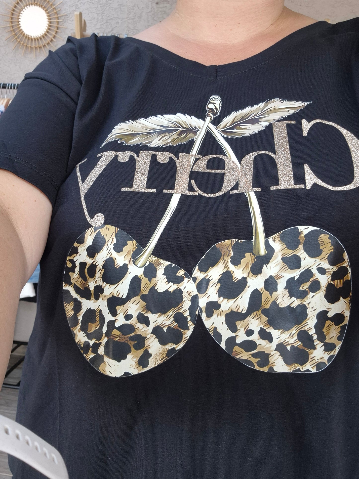 T-shirt cherry leopard