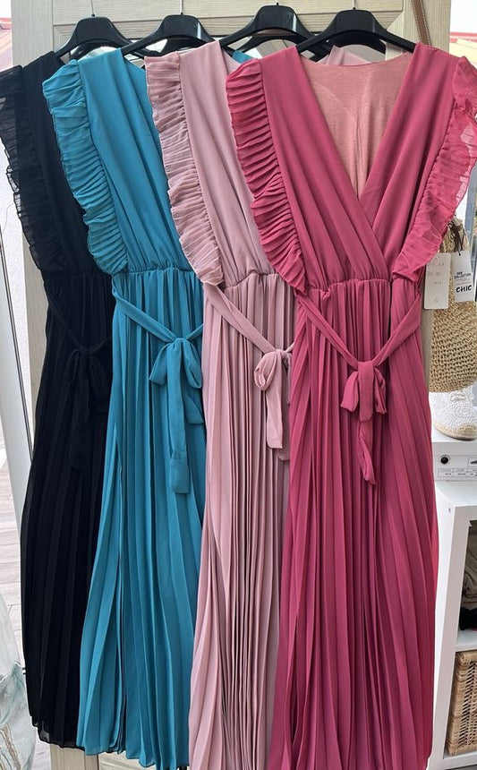 Robe plissée cache-coeur Emma