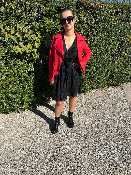 Veste suédine rouge