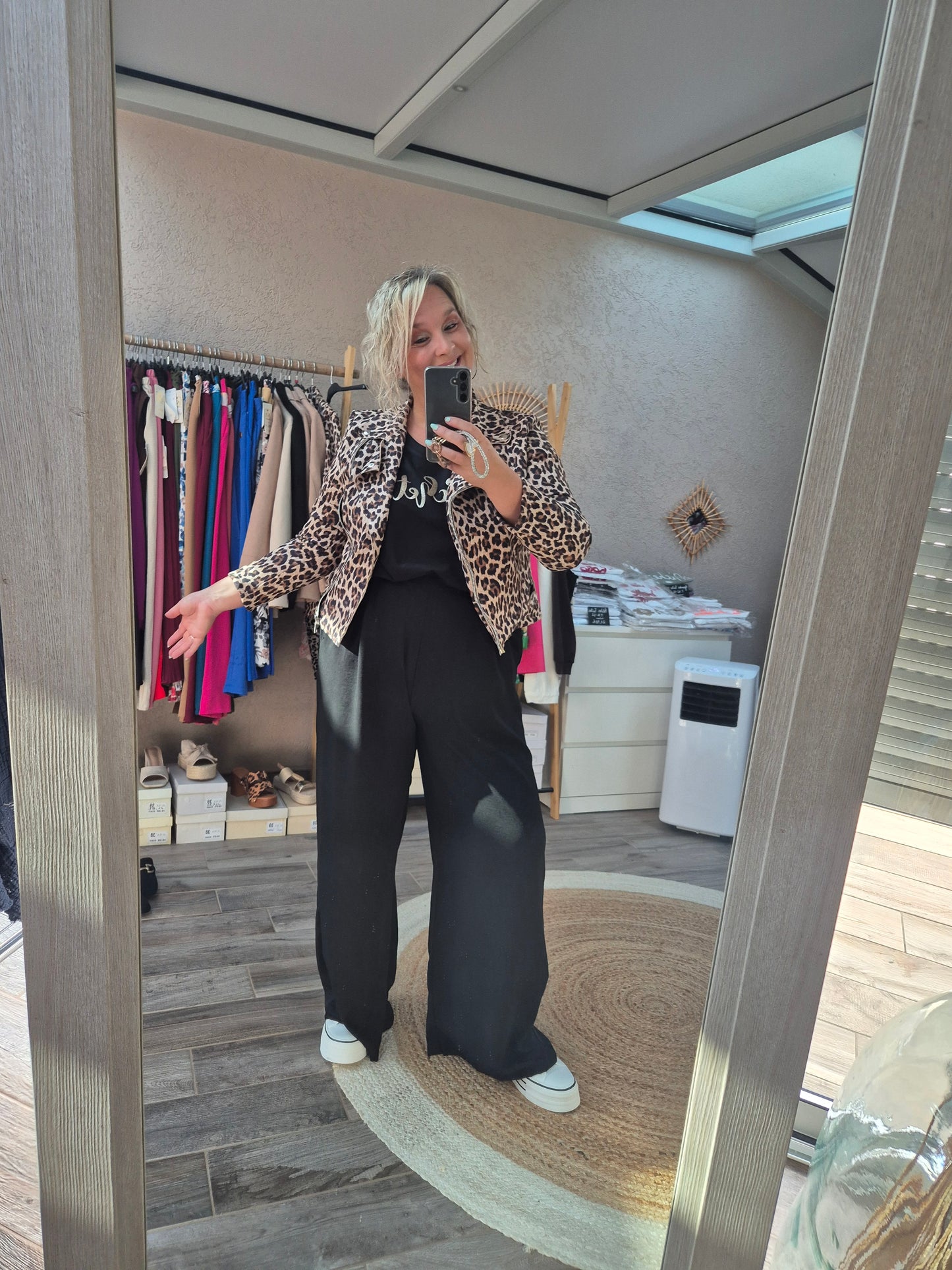 Veste suédine leopard