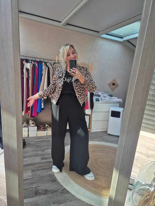 Veste suédine leopard