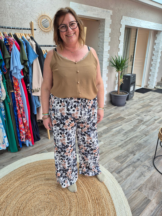 Pantalon fluide fleuri