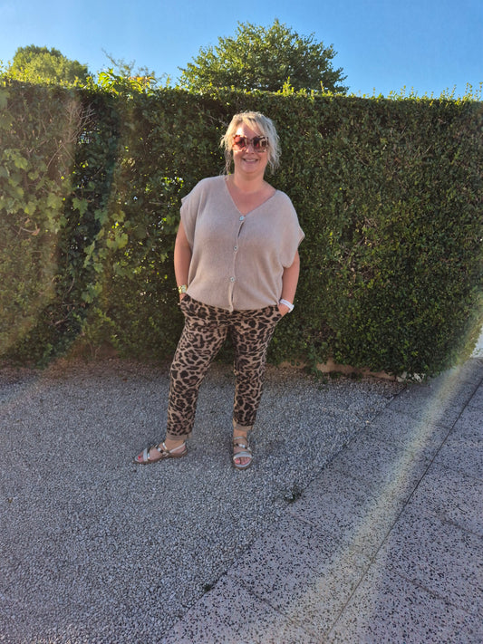Pantalon stretch leopard