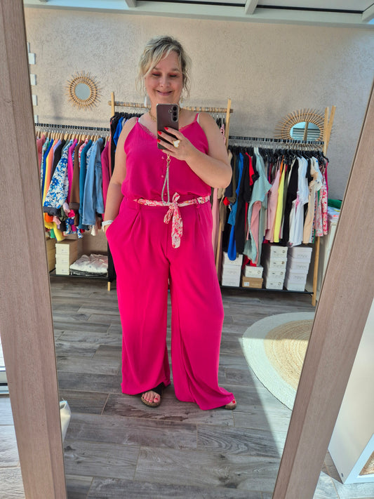 Pantalon fluide avec ceinture fleurie